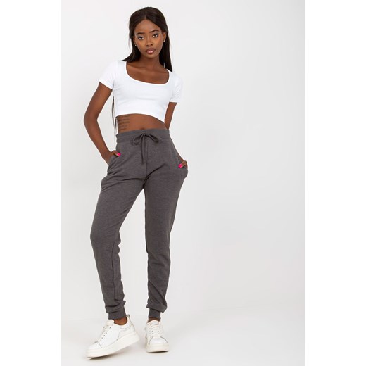 Ciemnoszare melanżowe dresowe spodnie basic jogger ze sklepu 5.10.15 w kategorii Spodnie damskie - zdjęcie 169732068