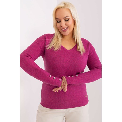 Klasyczny sweter plus size z wiskozy fioletowy ze sklepu 5.10.15 w kategorii Swetry damskie - zdjęcie 169732089