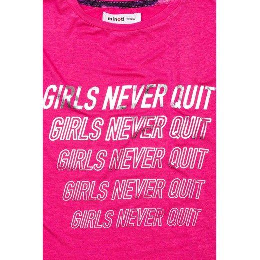 Różowy t-shirt sportowy Never Quit dla dziewczynki Minoti 122/128 okazyjna cena 5.10.15