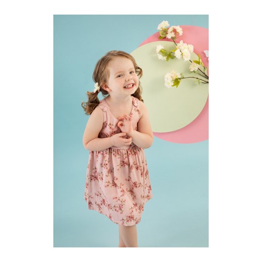 Bawełniana sukienka niemowlęca w kwiaty różowa Pinokio 80 okazyjna cena 5.10.15