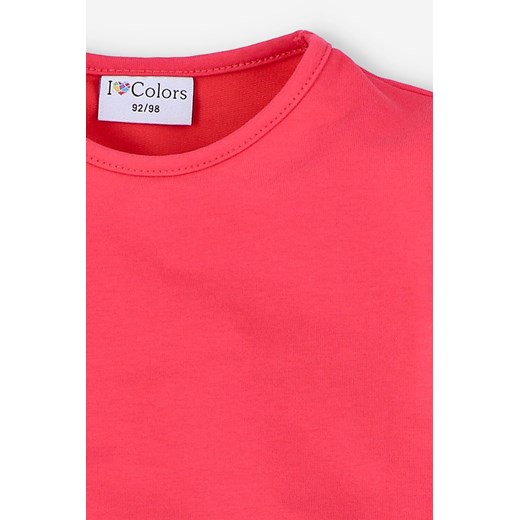 Koralowa bluza dresowa dziewczęca z hatem - I Love Colors I Love Colors 116/122 promocyjna cena 5.10.15
