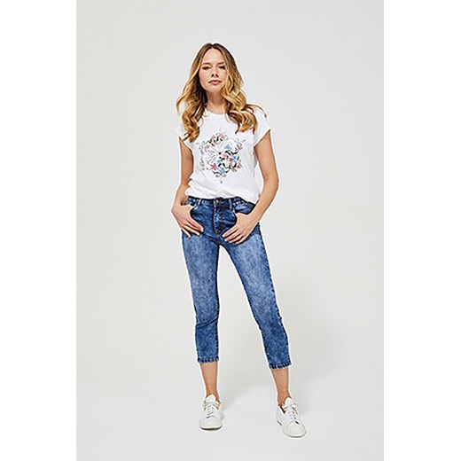 Jeansy damskie skinny - niebieskie marmurkowe XL 5.10.15 wyprzedaż
