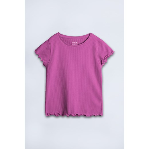 Różowy t-shirt dziewczęcy w prążki - Limited Edition ze sklepu 5.10.15 w kategorii Bluzki dziewczęce - zdjęcie 169732378