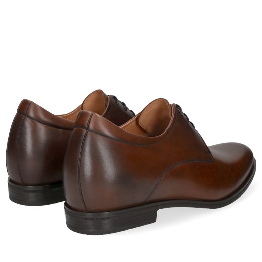 Brązowe derby ze skóry, buty podwyższające +7 cm, Conhpol, CH4069-08 Conhpol 42 Konopka Shoes