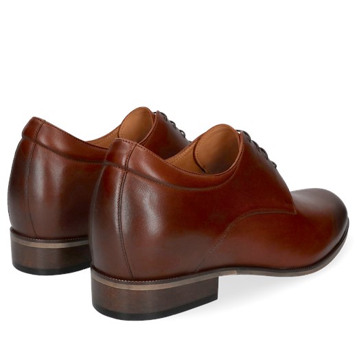 Brązowe derby ze skóry, buty podwyższające +7 cm, Conhpol, CH4069-08 Conhpol 42 Konopka Shoes
