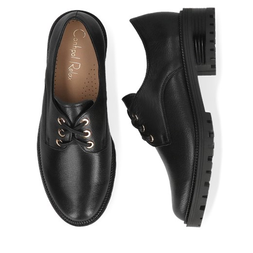 Damskie, półbuty z czarnej skóry naturalnej, Conhpol Relax, RE2606-05 40 Konopka Shoes