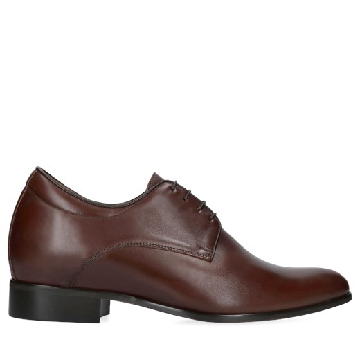 Brązowe derby, buty podwyższające ze skóry +7 cm, Conhpol, CH0478-10 ze sklepu Konopka Shoes w kategorii Półbuty męskie - zdjęcie 169734476