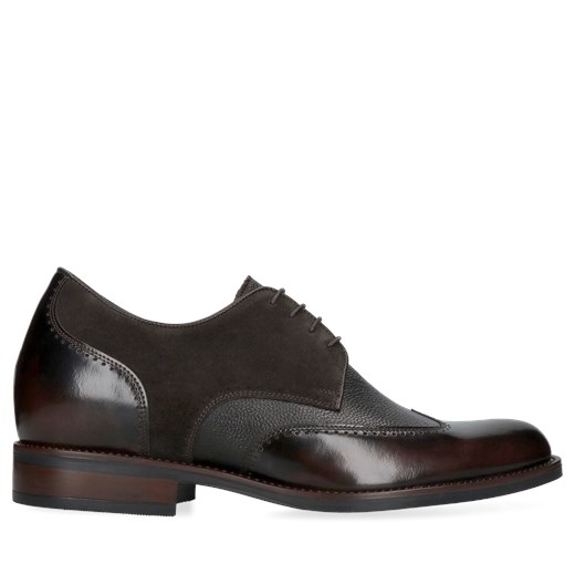 Brązowe buty podwyższające ze skóry +7 cm, Conhpol, CH6394-01 Conhpol 42 Konopka Shoes