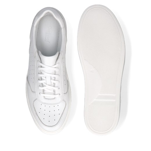Białe podwyższające sneakersy, buty ze skóry, Conhpol, SH2685-01 39 Konopka Shoes
