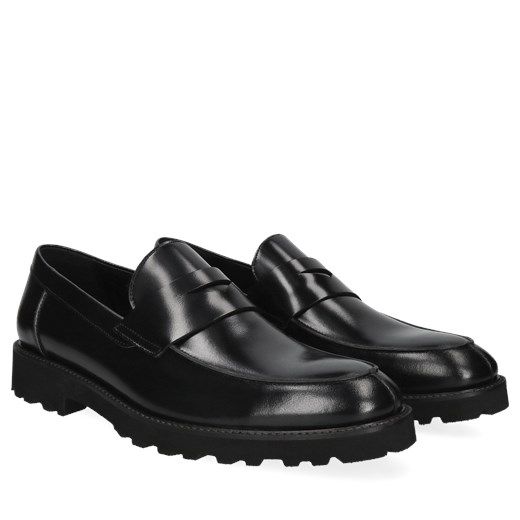 Czarne, męskie loafersy ze skóry, Conhpol, CE6397-01 Conhpol 39 Konopka Shoes