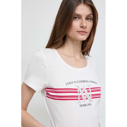 Morgan t-shirt damski kolor biały ze sklepu ANSWEAR.com w kategorii Bluzki damskie - zdjęcie 169736185