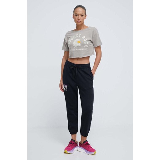 Under Armour t-shirt treningowy Project Rock kolor beżowy odkryte plecy Under Armour M ANSWEAR.com