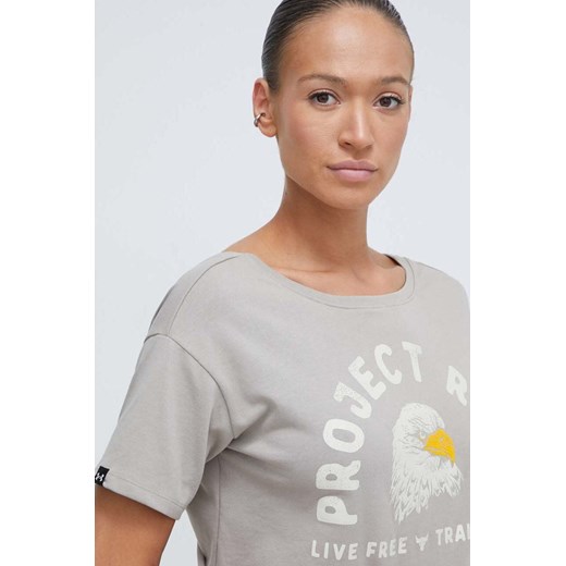 Under Armour t-shirt treningowy Project Rock kolor beżowy odkryte plecy Under Armour S ANSWEAR.com