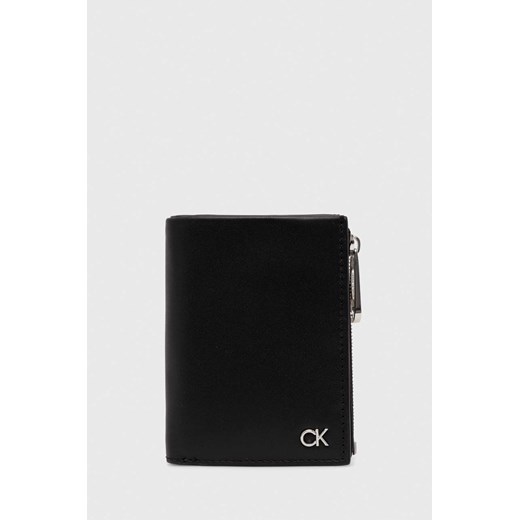 Calvin Klein portfel skórzany męski kolor czarny ze sklepu ANSWEAR.com w kategorii Portfele męskie - zdjęcie 169739149