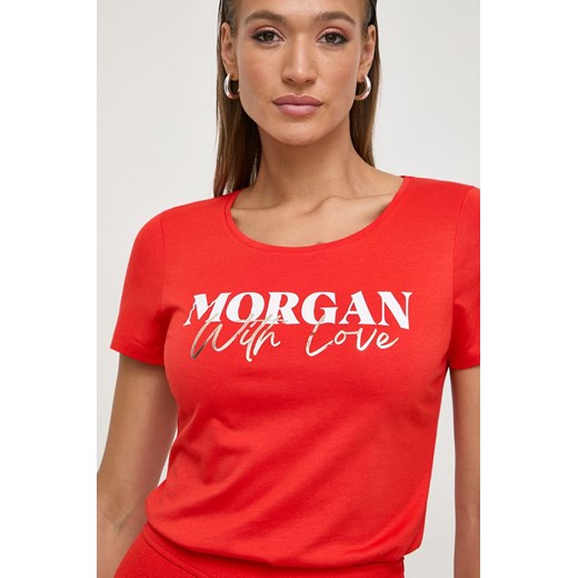 Bluzka damska Morgan z napisami z okrągłym dekoltem 