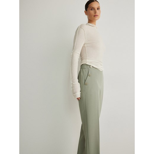 Reserved - LADIES` TROUSERS - oliwkowy Reserved M Reserved
