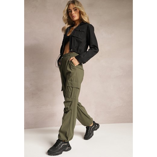 Ciemnozielone Spodnie Joggery z Szerokimi Kieszeniami Cargo Siringa ze sklepu Renee odzież w kategorii Spodnie damskie - zdjęcie 169741747