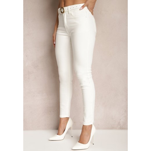 Białe Jeansy o Dopasowanym Fasonie Skinny Vlegge ze sklepu Renee odzież w kategorii Jeansy damskie - zdjęcie 169741835