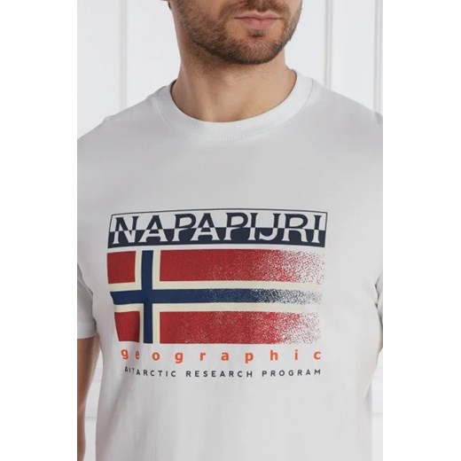 T-shirt męski biały Napapijri z krótkim rękawem