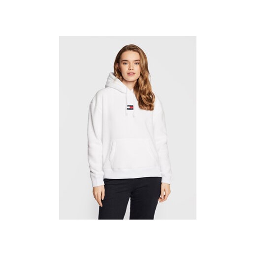 Tommy Jeans Bluza Center Badge Fleece DW0DW14690 Biały Regular Fit Tommy Jeans M okazyjna cena MODIVO