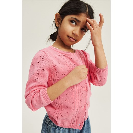 H & M - Bawełniany kardigan w strukturalny splot - Różowy ze sklepu H&M w kategorii Swetry dziewczęce - zdjęcie 169748427