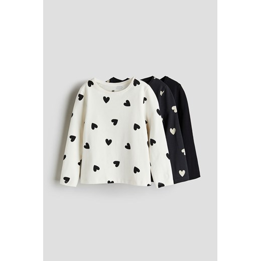 H & M - Top z długim rękawem 3-pak - Biały ze sklepu H&M w kategorii Bluzki dziewczęce - zdjęcie 169748478