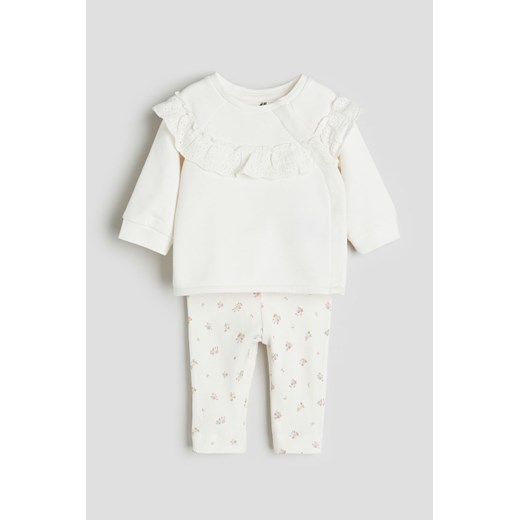 H & M - Bawełniany komplet 2-częściowy - Biały ze sklepu H&M w kategorii Komplety niemowlęce - zdjęcie 169748585