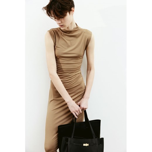 H & M - Marszczona sukienka bodycon - Brązowy ze sklepu H&M w kategorii Sukienki - zdjęcie 169749179