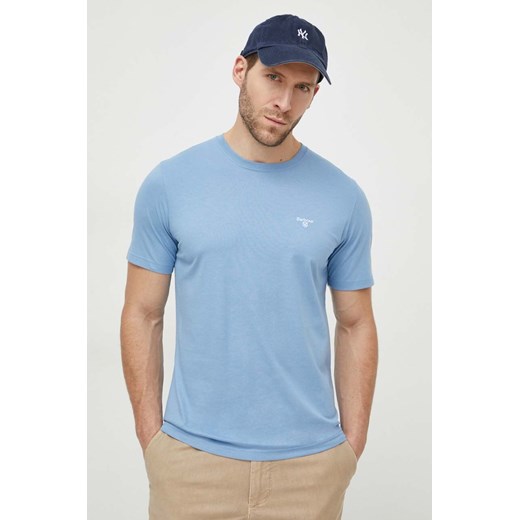 Barbour t-shirt bawełniany kolor niebieski gładki MTS0331 ze sklepu ANSWEAR.com w kategorii T-shirty męskie - zdjęcie 169750038