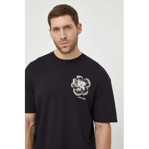 Calvin Klein t-shirt bawełniany męski kolor czarny z aplikacją ze sklepu ANSWEAR.com w kategorii T-shirty męskie - zdjęcie 169750439