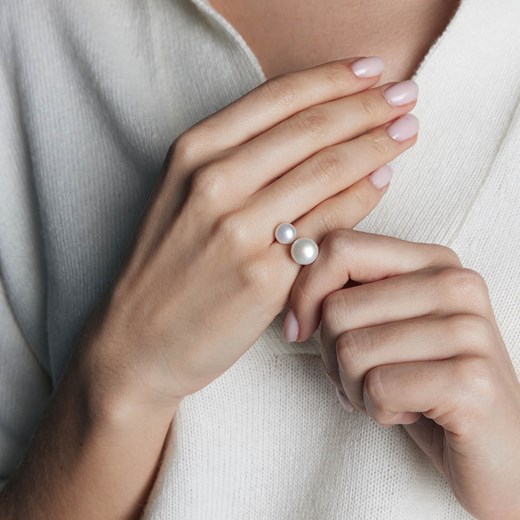 Pierścionek srebrny pozłacany z perłami - Pearls Pearls - Biżuteria Yes One Size YES.pl
