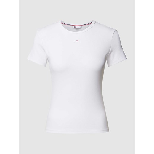 T-shirt o kroju slim fit z efektem prążkowania model ‘ESSENTIAL’ ze sklepu Peek&Cloppenburg  w kategorii Bluzki damskie - zdjęcie 169751826