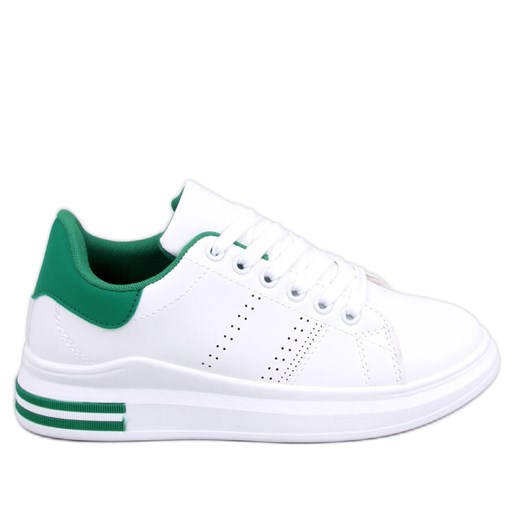 Sneakersy na koturnie Maes Green białe ze sklepu ButyModne.pl w kategorii Buty sportowe damskie - zdjęcie 169753518