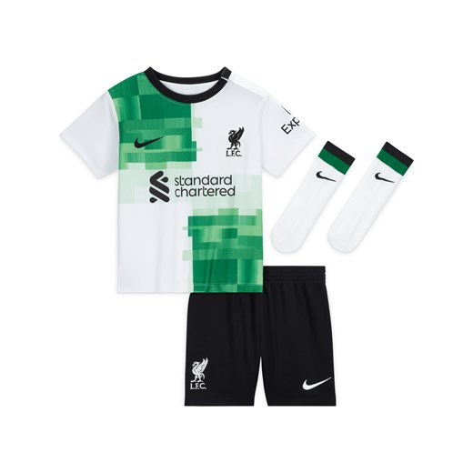 Trzyczęściowy strój dla niemowląt i maluchów Nike Dri-FIT Liverpool F.C. 2023/24 (wersja wyjazdowa) - Biel ze sklepu Nike poland w kategorii Komplety niemowlęce - zdjęcie 169754478