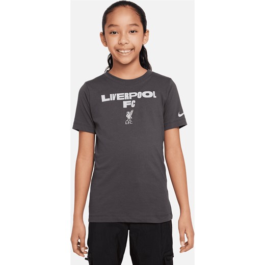 T-shirt piłkarski dla dużych dzieci Nike Liverpool F.C. - Szary ze sklepu Nike poland w kategorii Bluzki dziewczęce - zdjęcie 169754549
