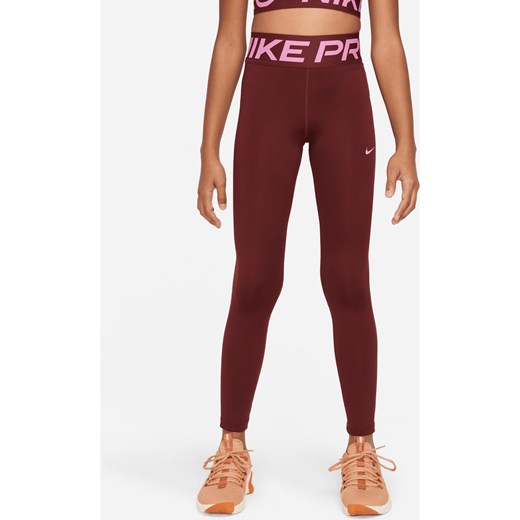 Legginsy dla dziewcząt Dri-FIT Nike Pro - Czerwony ze sklepu Nike poland w kategorii Spodnie dziewczęce - zdjęcie 169754638