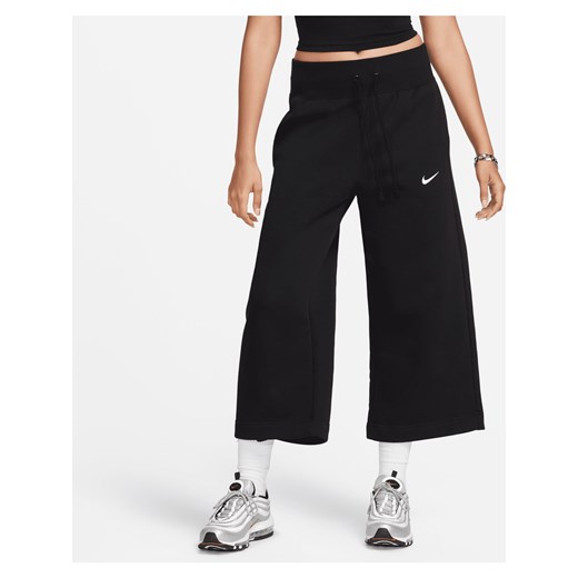 Damskie spodnie dresowe z wysokim stanem o skróconym kroju Nike Sportswear Phoenix Fleece - Czerń ze sklepu Nike poland w kategorii Spodnie damskie - zdjęcie 169754826