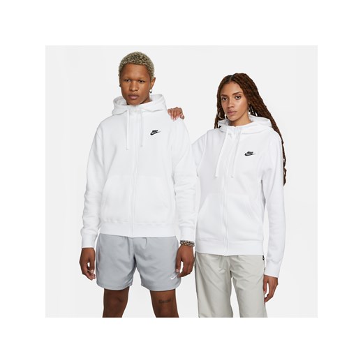 Męska bluza z kapturem i zamkiem na całej długości Nike Sportswear Club Fleece - Biel ze sklepu Nike poland w kategorii Bluzy męskie - zdjęcie 169754957