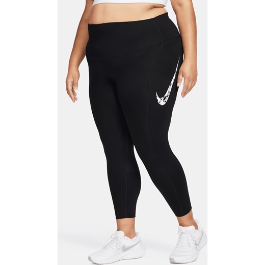 Damskie legginsy 7/8 ze średnim stanem i kieszeniami do biegania Nike Fast (duże rozmiary) - Czerń ze sklepu Nike poland w kategorii Spodnie damskie - zdjęcie 169754979