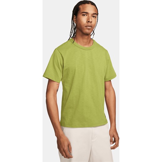 Męska dzianinowa koszulka z krótkim rękawem Nike Life - Zieleń ze sklepu Nike poland w kategorii T-shirty męskie - zdjęcie 169755196