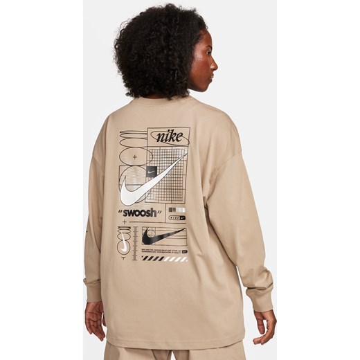 Damski T-shirt z długim rękawem Nike Sportswear - Brązowy ze sklepu Nike poland w kategorii Bluzki damskie - zdjęcie 169755319