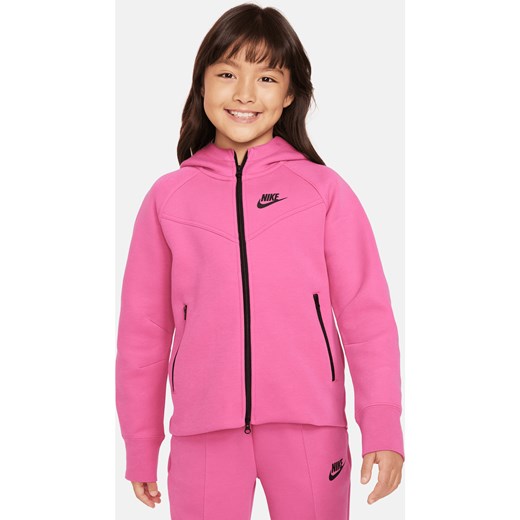Rozpinana bluza z kapturem dla dużych dzieci (dziewcząt) Nike Sportswear Tech Fleece - Różowy ze sklepu Nike poland w kategorii Bluzy dziewczęce - zdjęcie 169755375