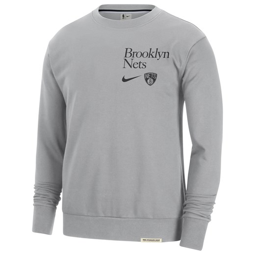 Męska bluza dresowa z półokrągłym dekoltem Nike Dri-FIT NBA Brooklyn Nets Standard Issue - Szary ze sklepu Nike poland w kategorii Bluzy męskie - zdjęcie 169755508