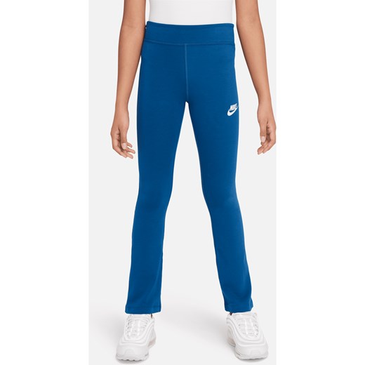 Legginsy z rozszerzanymi nogawkami i nadrukiem dla dużych dzieci (dziewcząt) Nike Sportswear Favorites - Niebieski ze sklepu Nike poland w kategorii Spodnie dziewczęce - zdjęcie 169755528