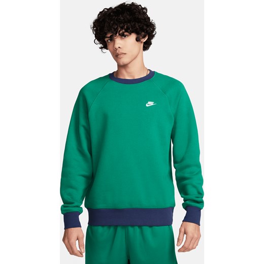 Męska bluza z długimi, raglanowymi rękawami Nike Club Fleece - Zieleń ze sklepu Nike poland w kategorii Bluzy męskie - zdjęcie 169755847