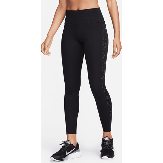 Damskie legginsy 7/8 ze średnim stanem, kieszeniami i nadrukiem Nike Fast - Czerń ze sklepu Nike poland w kategorii Spodnie damskie - zdjęcie 169755885