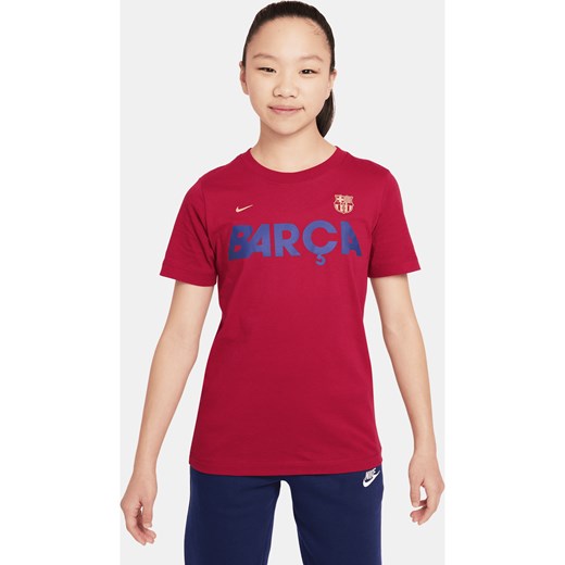 T-shirt piłkarski dla dużych dzieci Nike FC Barcelona Mercurial - Czerwony ze sklepu Nike poland w kategorii Bluzki dziewczęce - zdjęcie 169756005