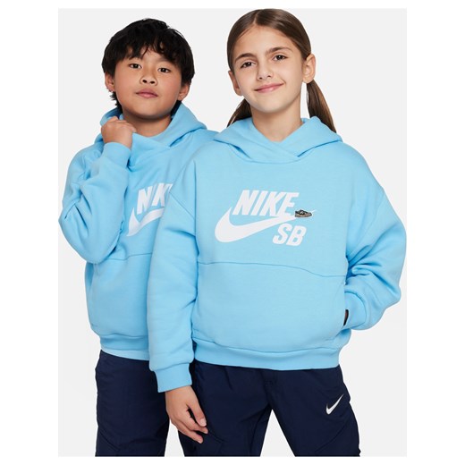 Bluza z kapturem o kroju oversize dla dużych dzieci Nike SB Icon Fleece EasyOn - Niebieski ze sklepu Nike poland w kategorii Bluzy dziewczęce - zdjęcie 169756566