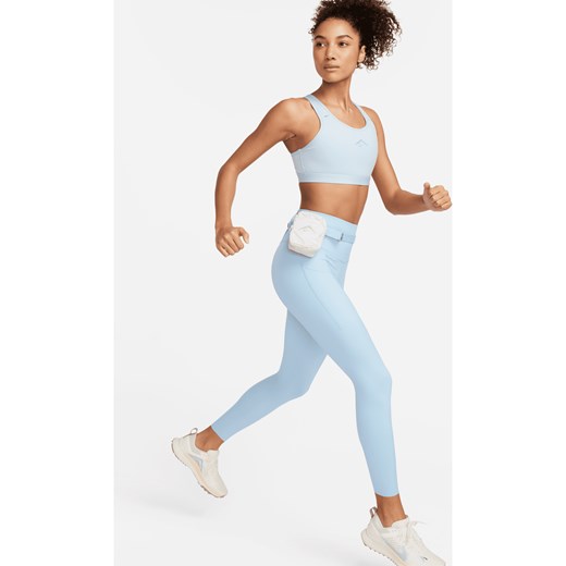 Damskie legginsy 7/8 z wysokim stanem i kieszeniami zapewniające mocne wsparcie Nike Trail Go - Niebieski ze sklepu Nike poland w kategorii Spodnie damskie - zdjęcie 169756807