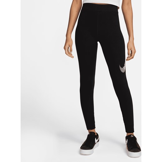 Damskie legginsy z wysokim stanem Nike Sportswear Swoosh - Czerń ze sklepu Nike poland w kategorii Spodnie damskie - zdjęcie 169757108